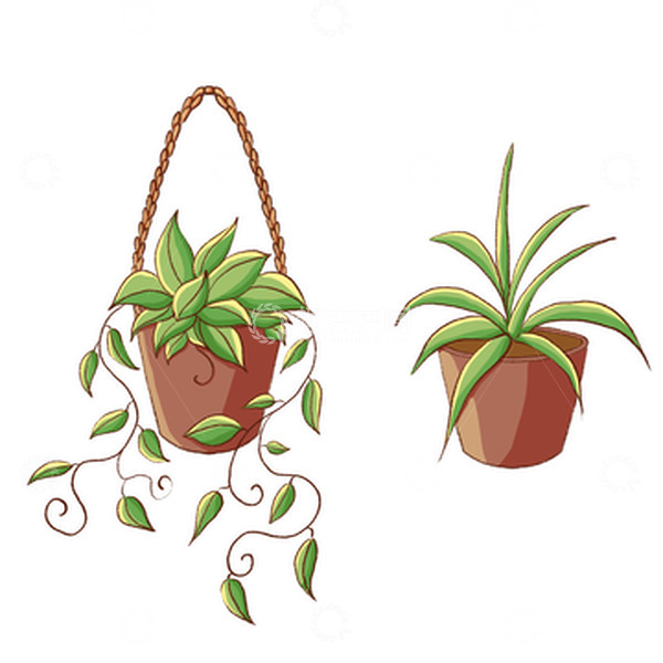 源文件下载【趣麦麦图】简约装饰盆栽