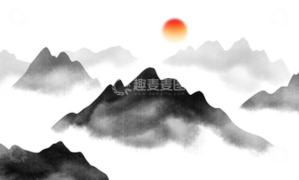 源文件下载【趣麦麦图】水墨山元素设计
