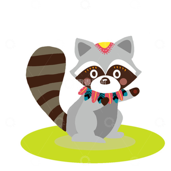 源文件下载【趣麦麦图】可爱的彩色小浣熊