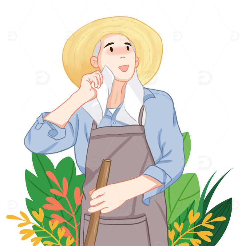 劳动节农民手绘插画
