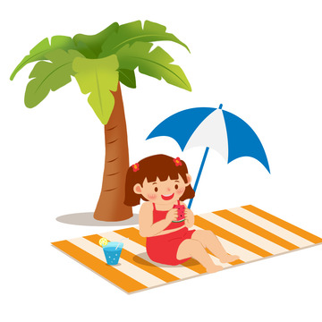 夏日小女孩吃西瓜