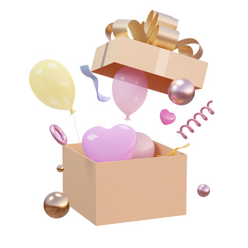 3D气球爱心包装盒618打开礼盒