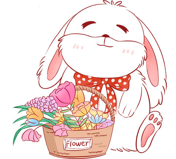 卡通花篮治愈甜美可爱兔子