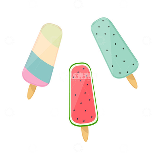 源文件下载【趣麦麦图】炎热夏天解渴西瓜彩色冰淇淋手绘元素