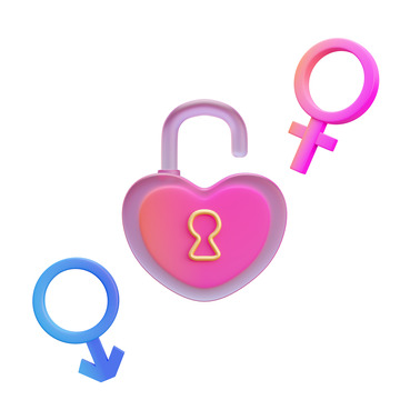 3D玻璃质感爱心锁情侣爱情锁