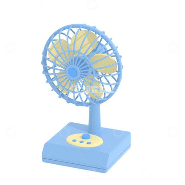 源文件下载【趣麦麦图】-3D立体复古文艺风扇蓝色夏天台式桌面电扇