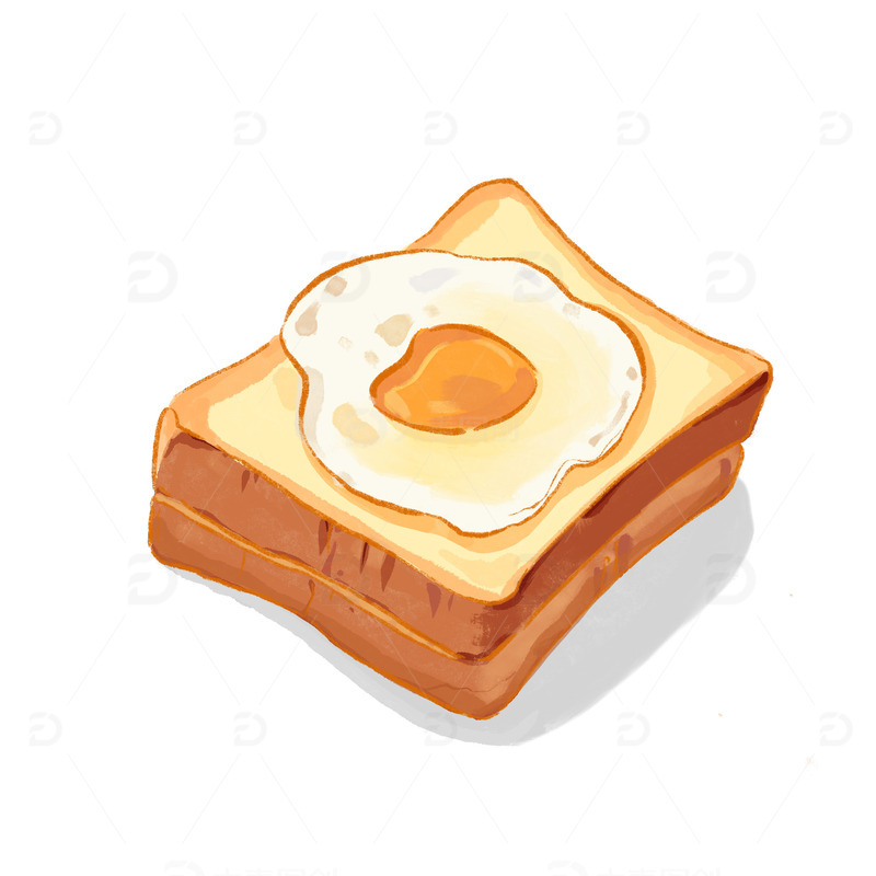 源文件下载【趣麦麦图】早餐 面包 鸡蛋 黄色 暖色 手绘