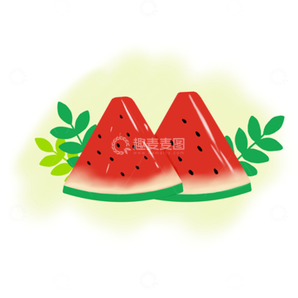 源文件下载【趣麦麦图】夏日西瓜水彩手绘