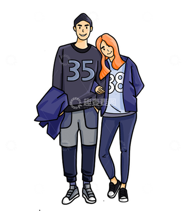 源文件下载【趣麦麦图】欧美卡通人物情侣情人节头像素材