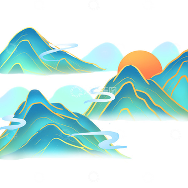 源文件下载【趣麦麦图】古风水墨国潮风山水素材