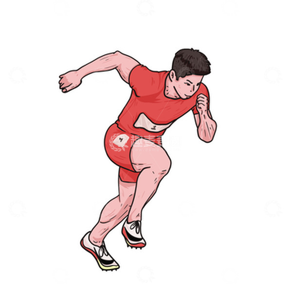 源文件下载【趣麦麦图】亚运动运动员长跑手绘人物图