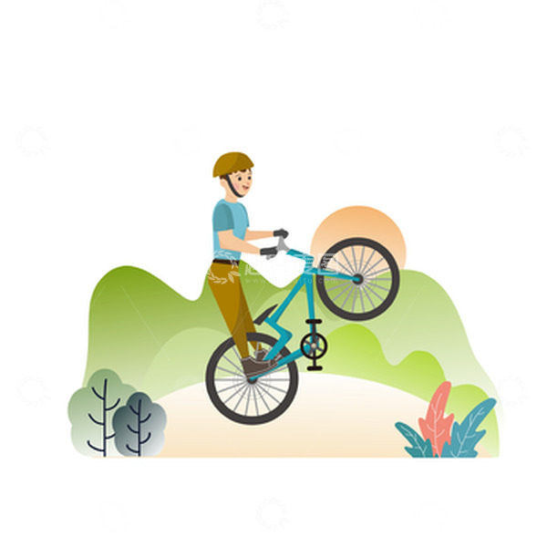 源文件下载【趣麦麦图】亚运会骑车男孩运动员赛场比赛踩车人物