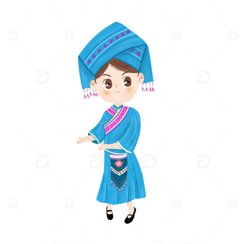 源文件下载【趣麦麦图】手绘插画风壮族素材