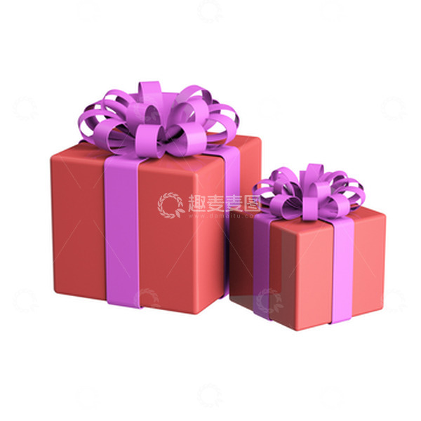 源文件下载【趣麦麦图】3d立体红色礼盒模型