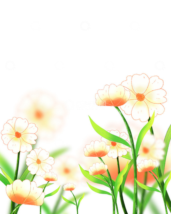 源文件下载【趣麦麦图】黄色小清新春天夏天菊花田野手绘装饰插画