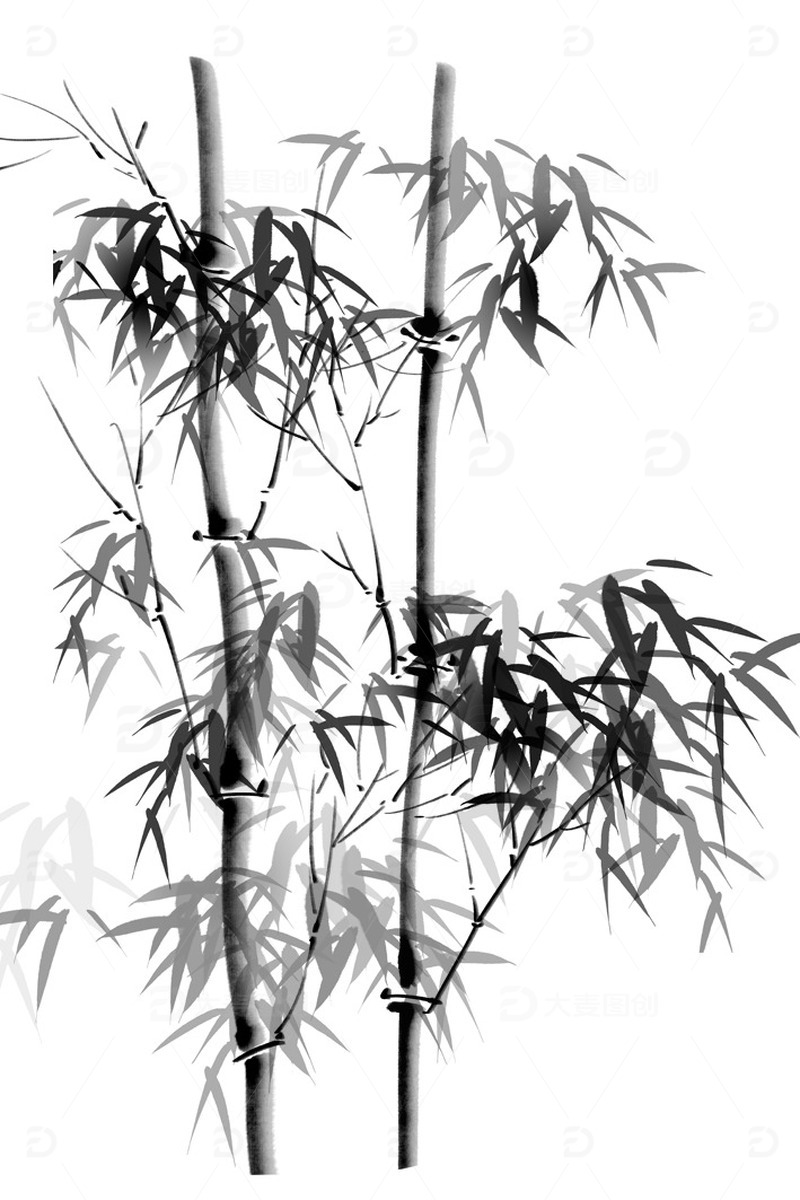 源文件下载【趣麦麦图】中国风水墨竹子
