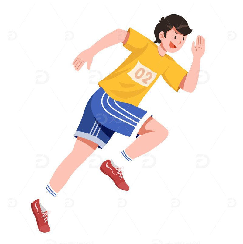 亚运会跑步项目人物扁平插画元素