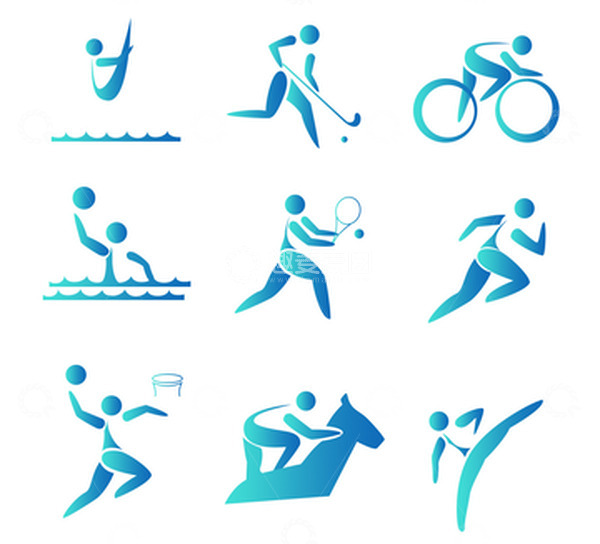 源文件下载【趣麦麦图】亚运会运动图标渐变球类运动员体育竞技