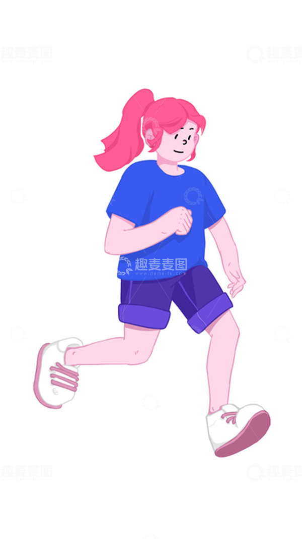 源文件下载【趣麦麦图】奔跑的运动系女孩 跑步 运动会 运动员