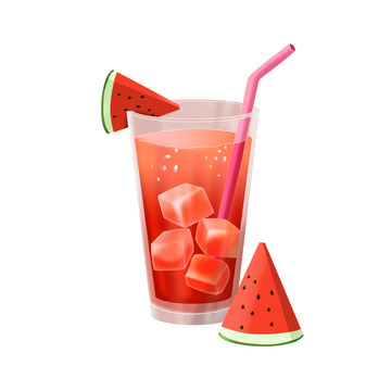 夏日避暑饮料西瓜手绘果汁