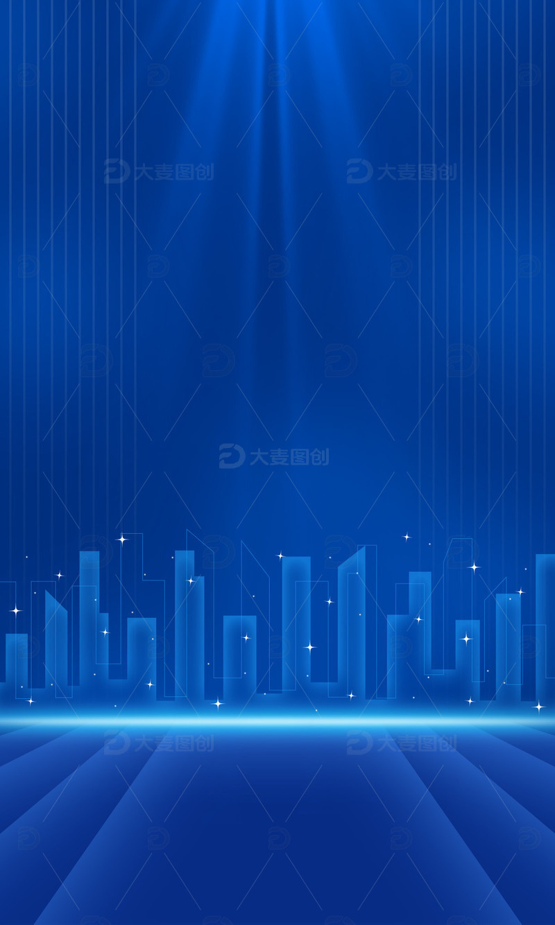 源文件下载【趣麦麦图】-蓝色科技城市光效海报