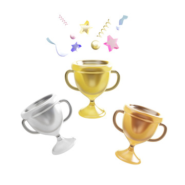 玻璃质感金色奖杯比赛亚运会金银铜运动会