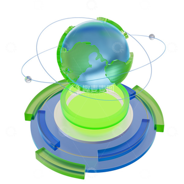 源文件下载【趣麦麦图】3D科技水晶玻璃地球仪
