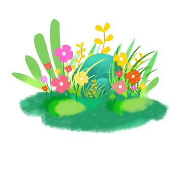 手绘立夏小清新植物场景贴纸绿色肌理