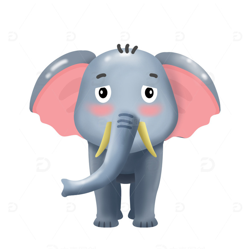卡通动物形象大象手绘图动物园