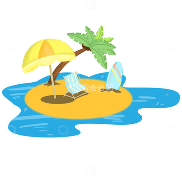 源文件下载【趣麦麦图】手绘海滩度假椰子树