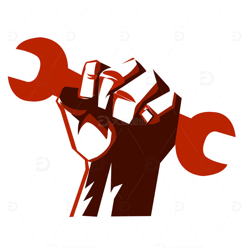 劳动节五四青年手绘努力加油拳头装饰