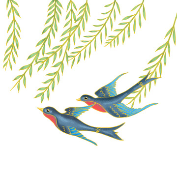 燕子，鸟，柳树，飞禽，动物