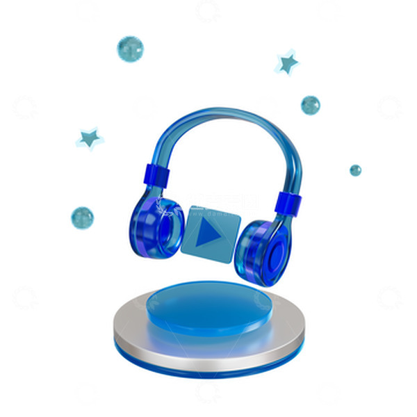 源文件下载【趣麦麦图】3D玻璃质感耳机播放器立体图标