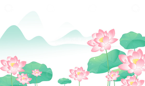 源文件下载【趣麦麦图】中国风淡雅荷花花卉植物国风装饰背景