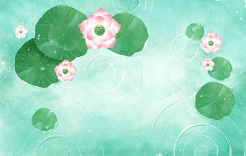 夏季立夏荷塘荷叶荷花背景