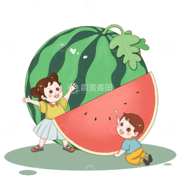 源文件下载【趣麦麦图】立夏西瓜卡通创意元素