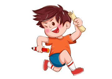 学习奔跑的卡通手绘小朋友
