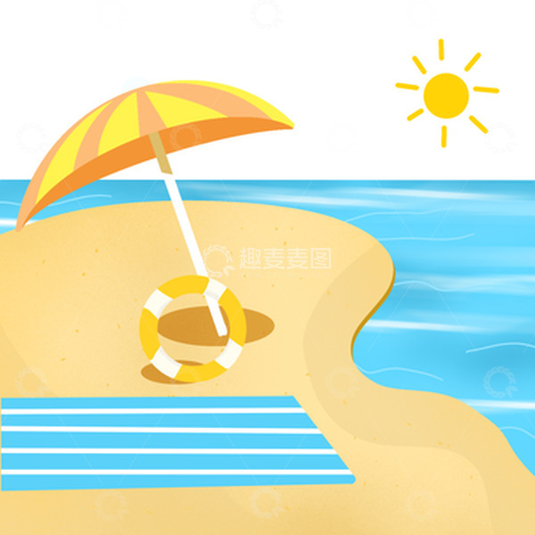 源文件下载【趣麦麦图】立夏沙滩海滩户外夏季元素