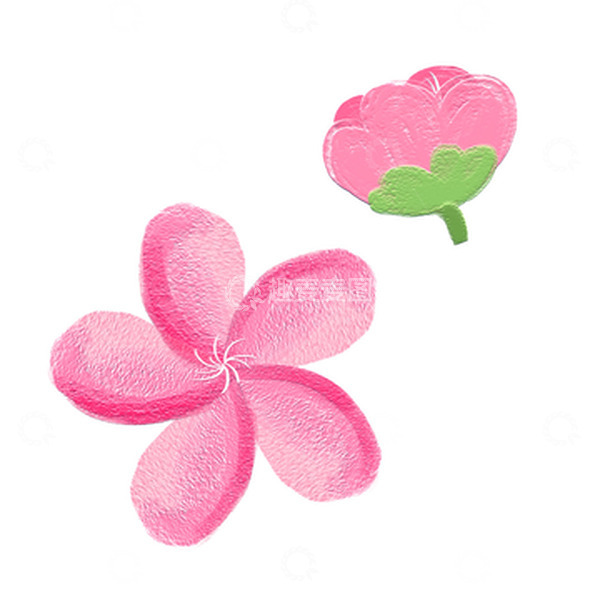 源文件下载【趣麦麦图】潮流油画风粉色花朵植物元素