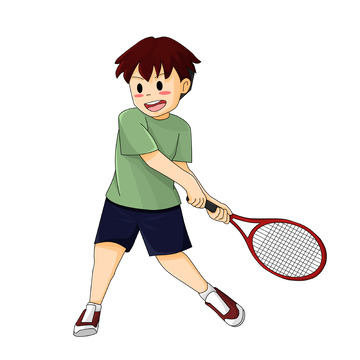 打网球的卡通少年