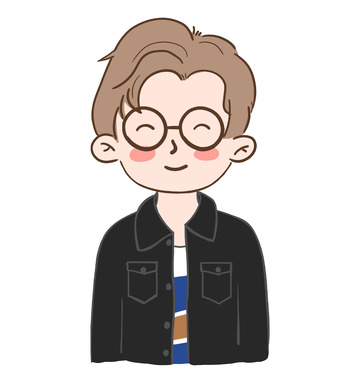 卡通手绘牛仔框架眼镜黄色卷发男孩