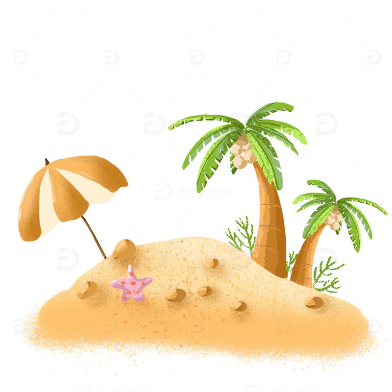 夏日海边度假场景元素
