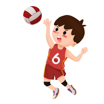 亚运会打排球的卡通Q版运动健儿
