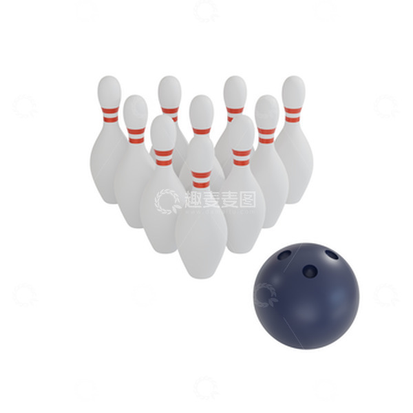源文件下载【趣麦麦图】3D立体保龄球瓶体育运动