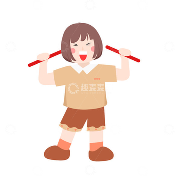 源文件下载【趣麦麦图】卡通女孩加油手绘图
