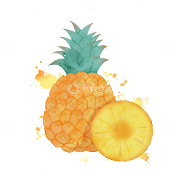 源文件下载【趣麦麦图】清新水果系列水彩菠萝