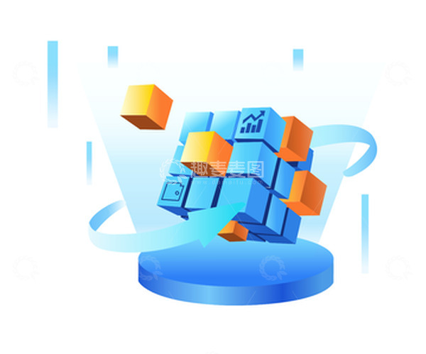 源文件下载【趣麦麦图】云数据科技魔方立体3D手绘