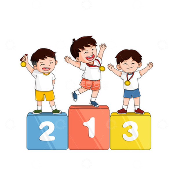 源文件下载【趣麦麦图】-儿童运动会领奖颁奖获奖卡通