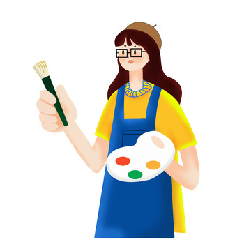 绘画 女孩 可爱 动态 插画 春游 春天