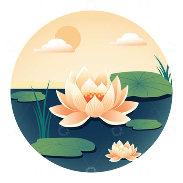 源文件下载【趣麦麦图】立夏荷花夏天莲花荷塘暑假